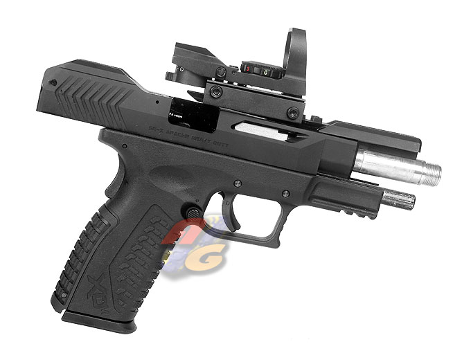 --Out of Stock--AG Custom HK XDM .40 GBB Pistol with SRU CNC SR-X Apache Aluminum Slide ( BK ) and AG-K 4 Patterns Opticess Red/Green Sight - Click Image to Close
