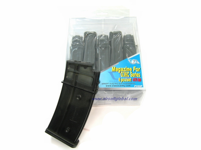 Classic Army 470 Rounds Magazine Set For CA36K/ G36C ( 6 PCS ) - Click Image to Close
