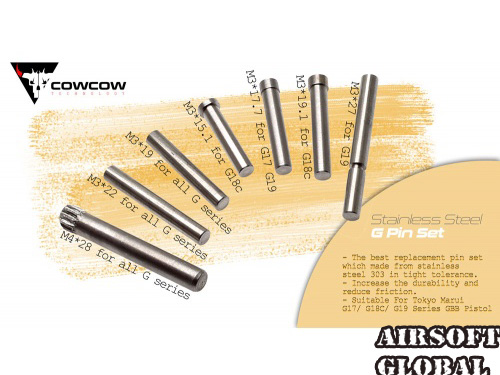 COWCOW Technology Stainless Steel Pin Set For Tokyo Marui G17/ G18C/ G19 Series GBB - Click Image to Close