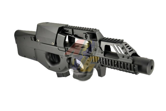 --Out of Stock--CYMA P90 SMG AEG Rifle with Quad Rail Handguard ( Black ) - Click Image to Close