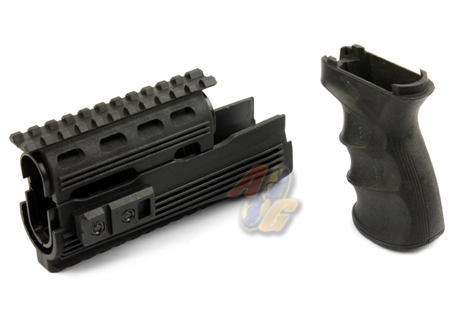 CYMA AK Railed Handguard & Tactical Grip Set -BK - Click Image to Close
