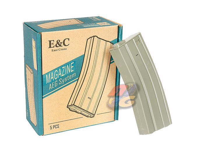 E&C M4/ M16 70 Rounds Plastic AEG Magazine Box Set (5 Pcs, OD) - Click Image to Close
