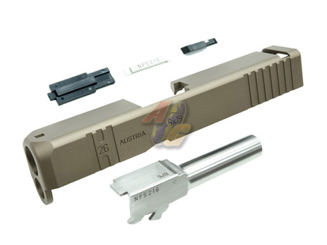 --Out of Stock--Guarder CNC Aluminum Slide and Steel Barrel Kit For Tokyo Marui H26 Series GBB ( TAN ) - Click Image to Close