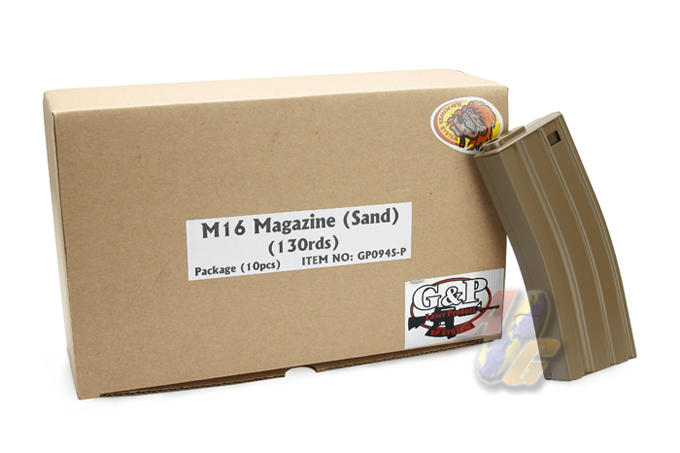 --Out of Stock--G&P M4/ M16 130 Rounds Magazine (Sand, 10 Pcs Box Set) - Click Image to Close