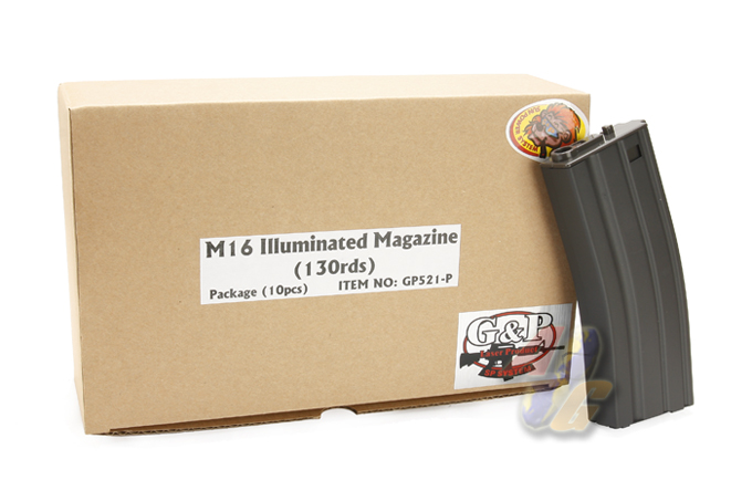 G&P M4/ M16 130 Rounds Illuminated Magazine (10 Pcs Box Set) - Click Image to Close