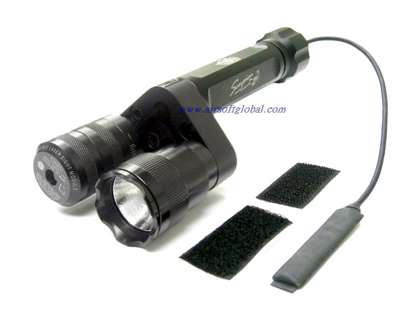 G&P Aiming Laser With Flashlight 9V For Front Sight - Green - Click Image to Close