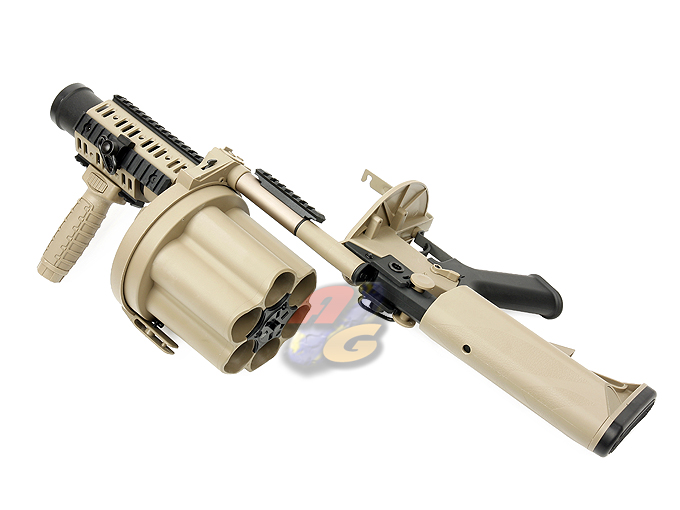 --Available Again--ICS Revolver Grenade Launcher (Multiple Rounds, Tan) - Click Image to Close