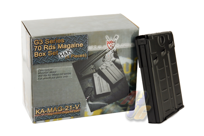 King Arms G3 70 Rounds H&K Magazines Box Set ( 5pcs ) - Click Image to Close