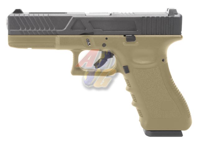 --Out of Stock--King Arms CNC Aluminium Custom GBB Pistol ( Black/ Tan ) - Click Image to Close