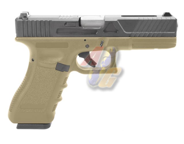 --Out of Stock--King Arms CNC Aluminium Custom GBB Pistol ( Black/ Tan ) - Click Image to Close