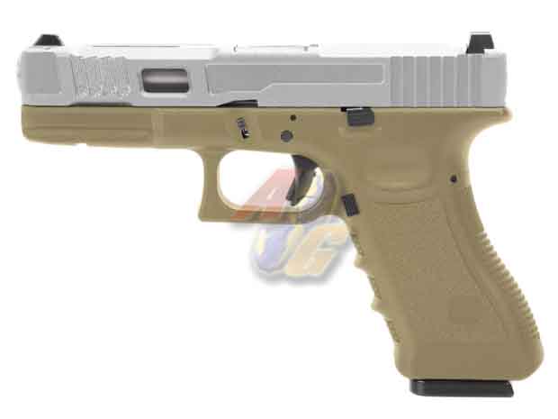 --Out of Stock--King Arms CNC Aluminium Custom II GBB Pistol ( Silver/ Tan ) - Click Image to Close