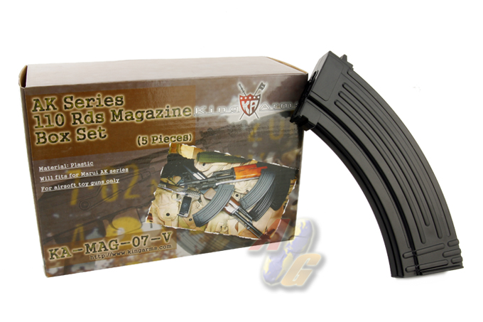 King Arms AK 110 Rounds Magazines Box Set (5pcs) - Click Image to Close