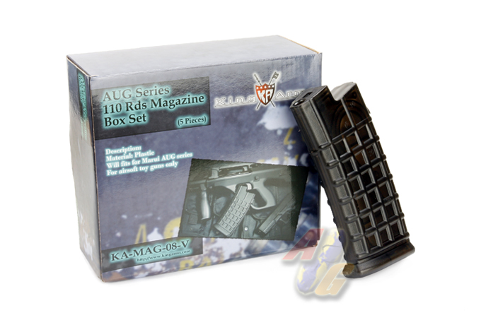 King Arms AUG 110 Rounds Magazines Box Set (5pcs) - Click Image to Close