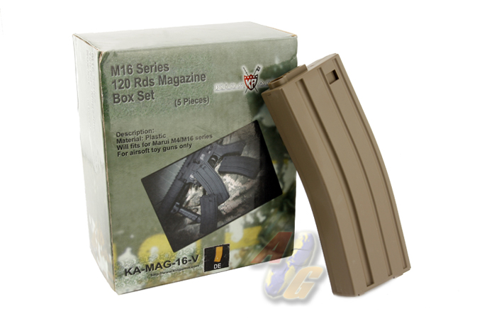 --Out of Stock--King Arms M16 120 Rounds Magazines Box Set (5pcs) - DE - Click Image to Close