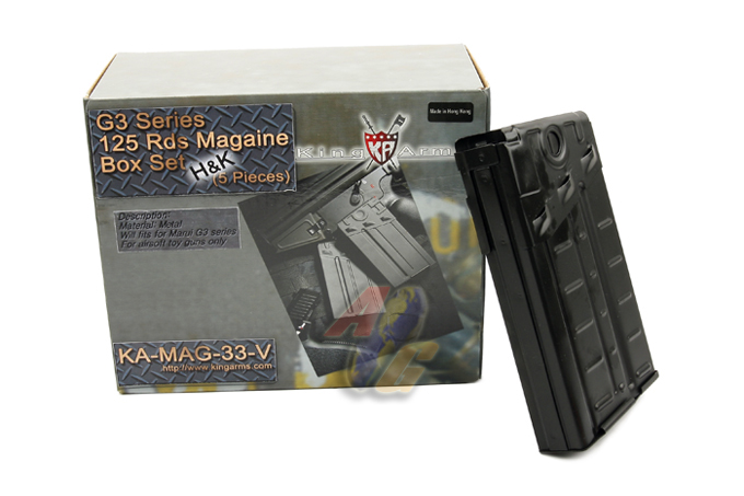 King Arms G3 125 Rounds H&K Magazines Box Set ( 5pcs ) - Click Image to Close