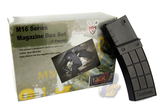 King Arms M16 130 Rounds Magazines With TD Marking Box Set (5pcs) - BK - Click Image to Close
