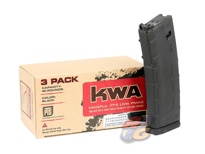 KWA 30rd S72 PMAG For KWA M4 Magpul PTS GBBR (3 PCS Set, Black) - Click Image to Close