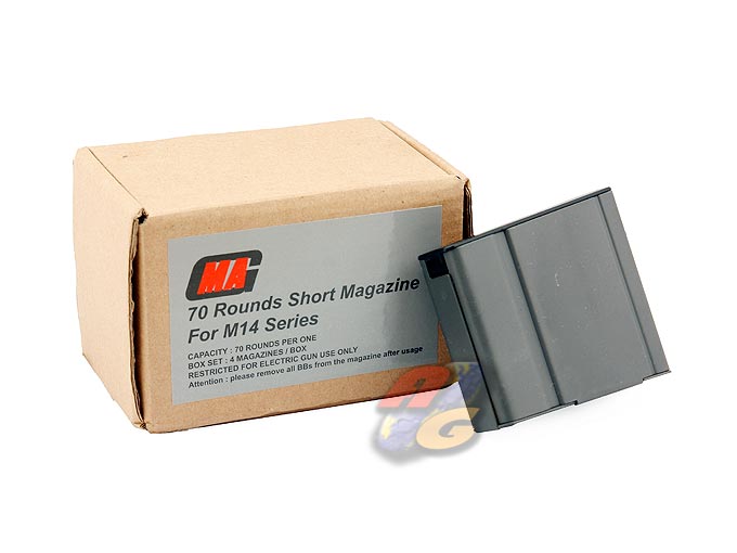MAG 70 Rounds Short Magazine For Marui M14 AEG (Box Set) - Click Image to Close