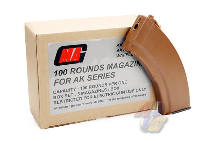 MAG 100 Rounds Magazine For AK Series Box Set ( AKM ) ( Brown ) - Click Image to Close