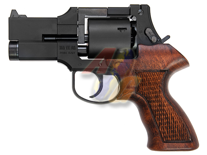Marushin Mateba 3 inch Gas Revolver ( Matt Black, Heavy Weight, Wood Grip ) - Click Image to Close