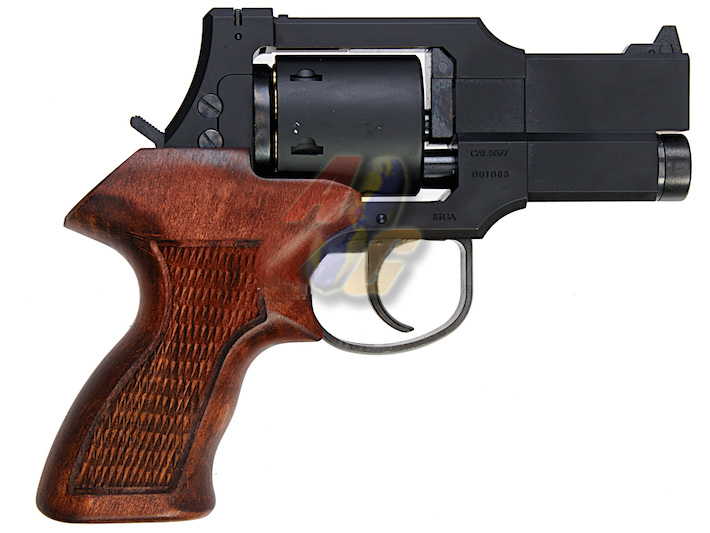 Marushin Mateba 3 inch Gas Revolver ( Matt Black, Heavy Weight, Wood Grip ) - Click Image to Close