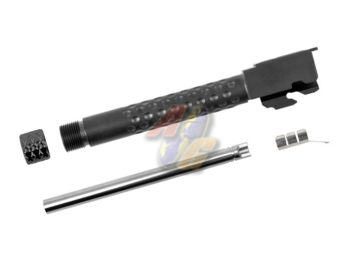 --Out of Stock--PTS ZEV Suppressor Threaded Dimpled Barrel For Tokyo Marui G17 Series GBB ( Black ) - Click Image to Close