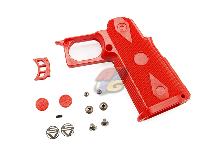 Shooters Design Real Pistol Grip For TM Hi-Capa 5.1 Series - Red - Click Image to Close