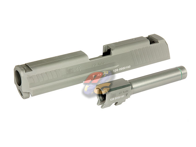 Shooters Design CNC Aluminum Slide & Outer Barrel Set For Umarex/ KSC HK45 GBB (Titanium Colour) - Click Image to Close