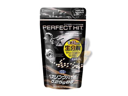 Tokyo Marui 0.25g Superior Perfect Hit 6mm Bio BB (1300rds) - Click Image to Close