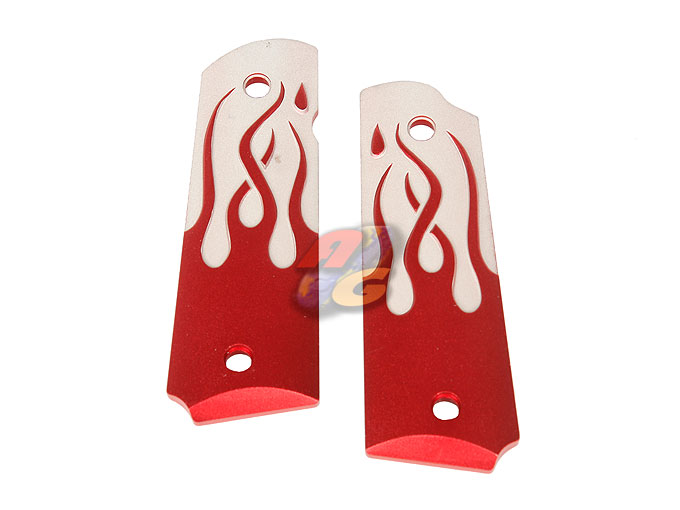 TSC CNC Aluminum Hard Grip For Marui M1911 GBB (Type B, Red) - Click Image to Close