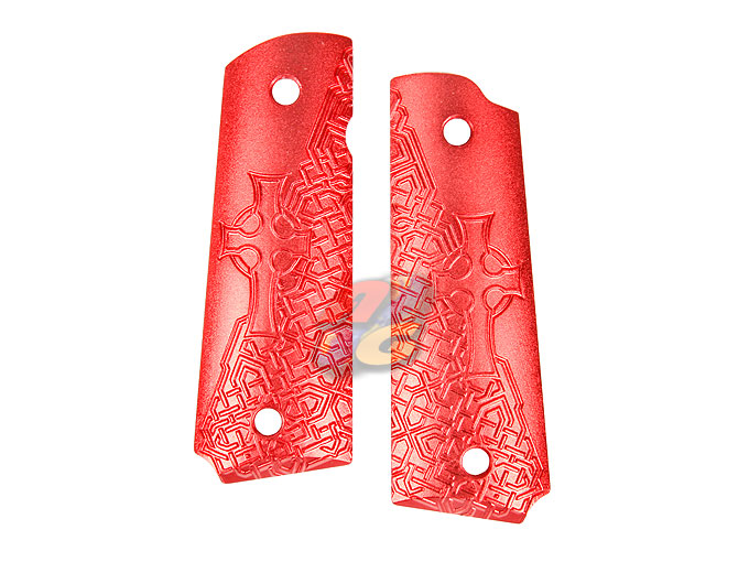 TSC CNC Aluminum Hard Grip For Marui M1911 GBB (Type C, Red) - Click Image to Close