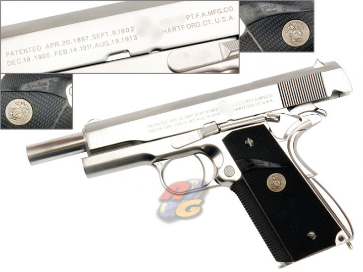 WE M1911A1 (Full Metal, SV, Black Rubber Grip, With Marking) - Click Image to Close