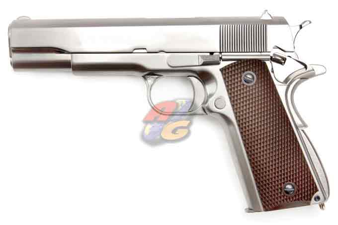 WE M1911A1 GBB ( Full Metal, SV, Wooden Color Grip, without Marking ) Co2 Version - Click Image to Close