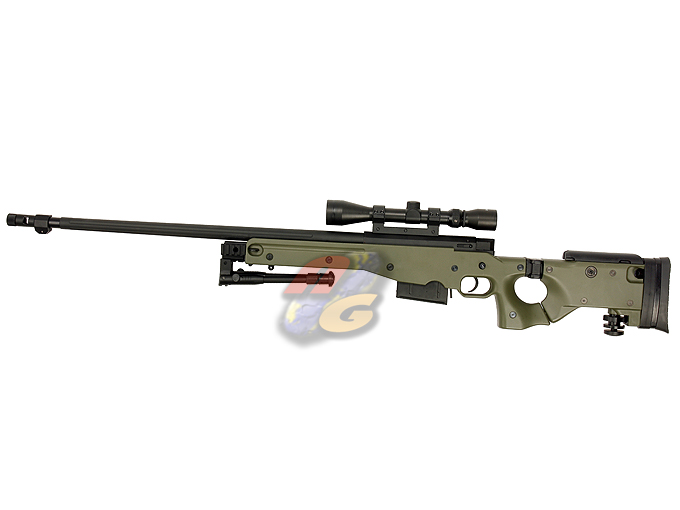 Well AW 338 Sniper Rifle With Scope & Bipod - OD - Click Image to Close