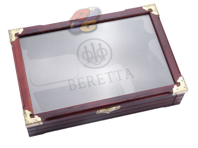 King Arms Beretta Wooden Box with Glass Lid - Click Image to Close