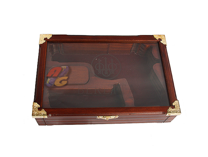 King Arms Beretta Wooden Box with Glass Lid - Click Image to Close