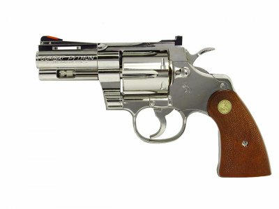 --Out of Stock--Tanaka Colt Python 357 Magnum R Model 3 Inch Nickel Finish Gas Revolver ( Silver )