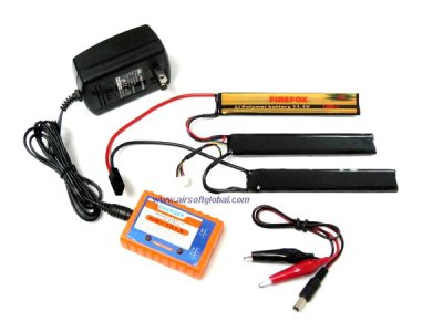 --Out of Stock--Firefox 11.1v 1200mah (12C) Li-Polymer Battery Pack (3-pcs) With Charger Set