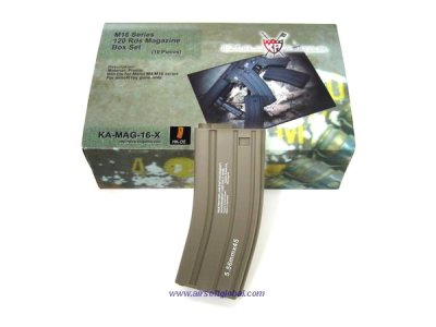 King Arms M16 120 Rounds Magazines With H&K Marking Box Set (10pcs) - DE