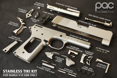 --Out of Stock--PAPAGO ARMS Stainless TIKI Kit For Tokyo Marui V10 GBB