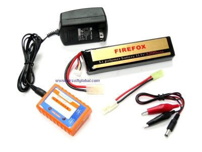 --Out of Stock--Firefox 11.1v 3200mah (12C) Li-Polymer Battery Pack With Charger Set